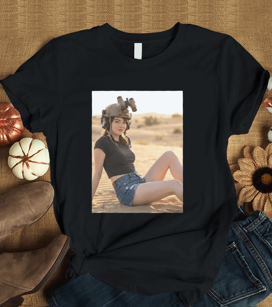 Emma Stone Desert Night Vision Helmet Adventure T-Shirt