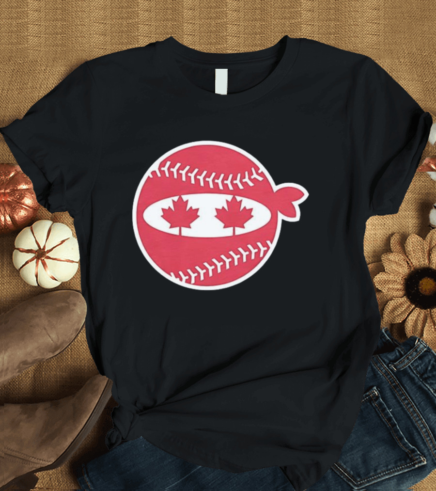 Canada Baseball Maple Leaf Ninja Pitching T-Shirt