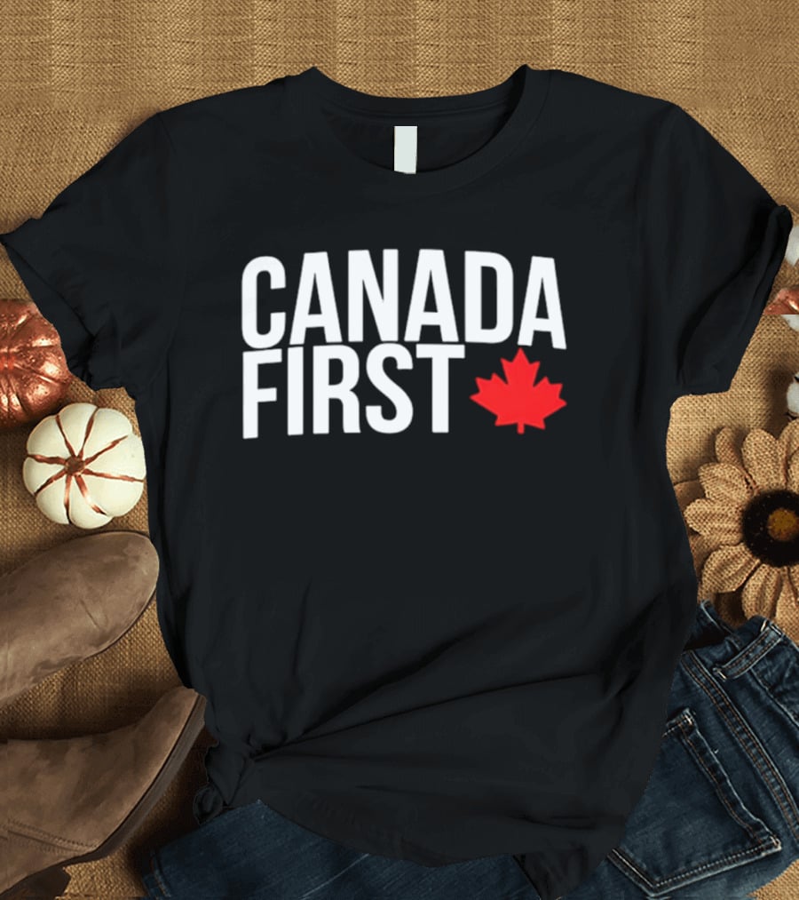 Canada First Baseball Red Maple Leaf T-Shirt