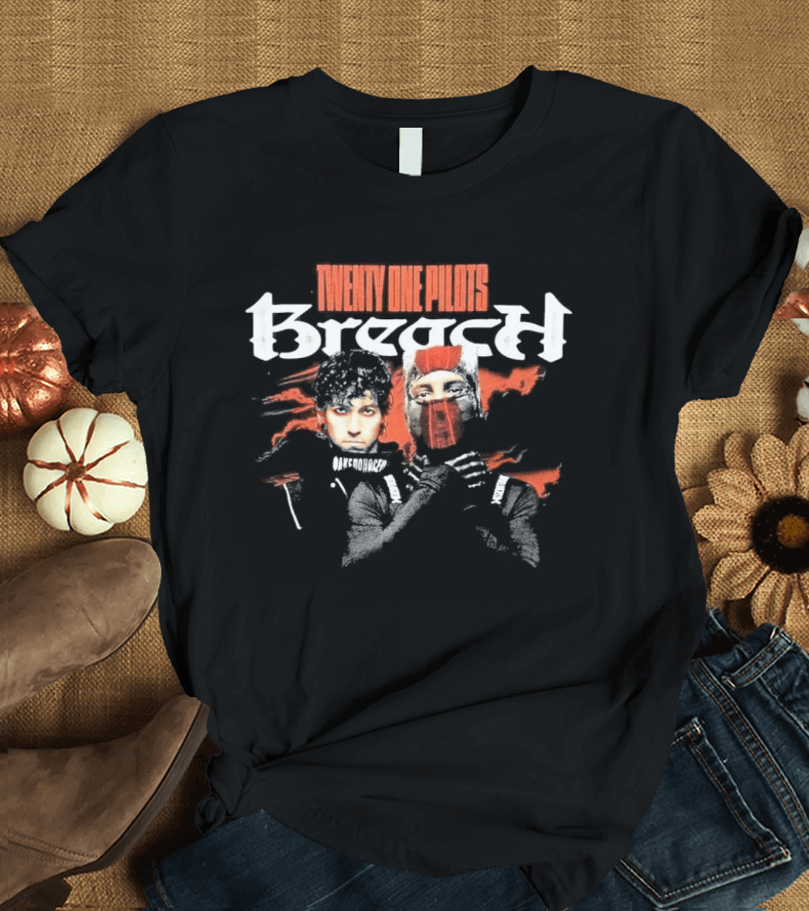 Twenty One Pilots Breach Duo Masked Faces Red Accents T-Shirt