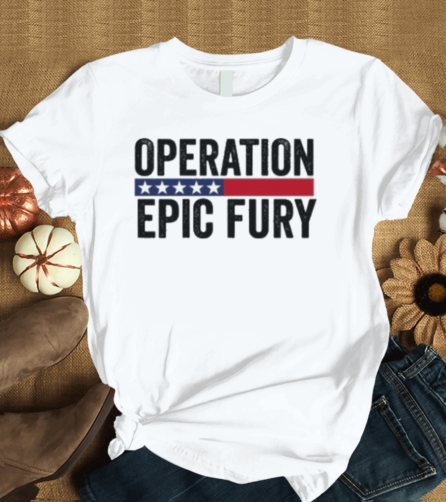 Operation Epic Fury US Iran Five Star Patriot Banner T-Shirt