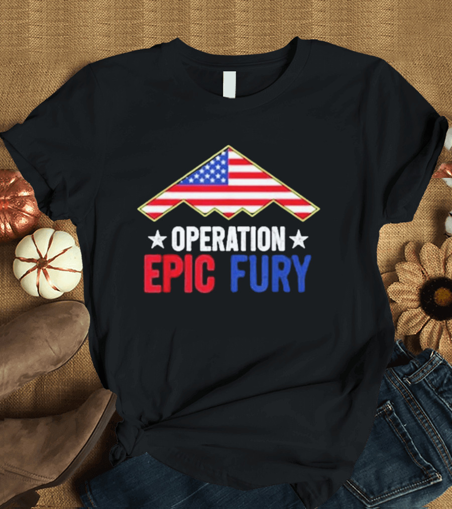 Operation Epic Fury 2026 American Flag Motif T-Shirt