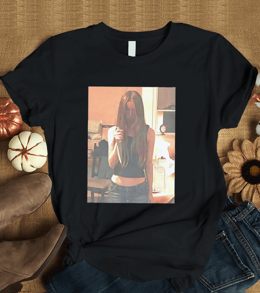 Long Hair Girl With Survival Knife In Room T-Shirt