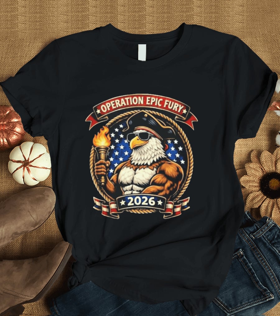 Operation Epic Fury 2026 Patriotic Eagle Muscle T-Shirt