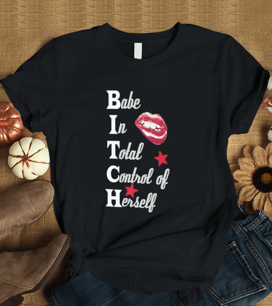 Babe In Total Control Of Herself Lips Red Stars T-Shirt
