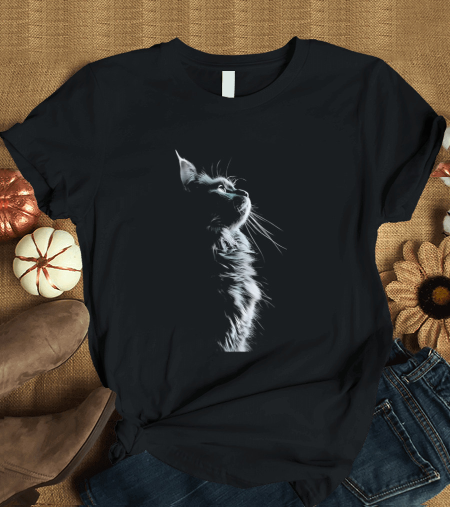 Cat Light And Shadow White Silhouette Feline T-Shirt