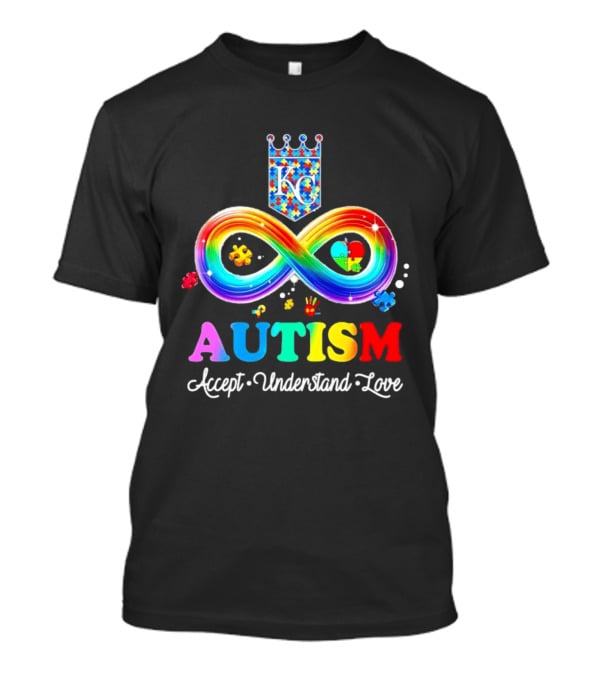 Kansas City Royals KC Autism Accept Understand Love Rainbow Infinity Puzzle Pieces T-Shirt