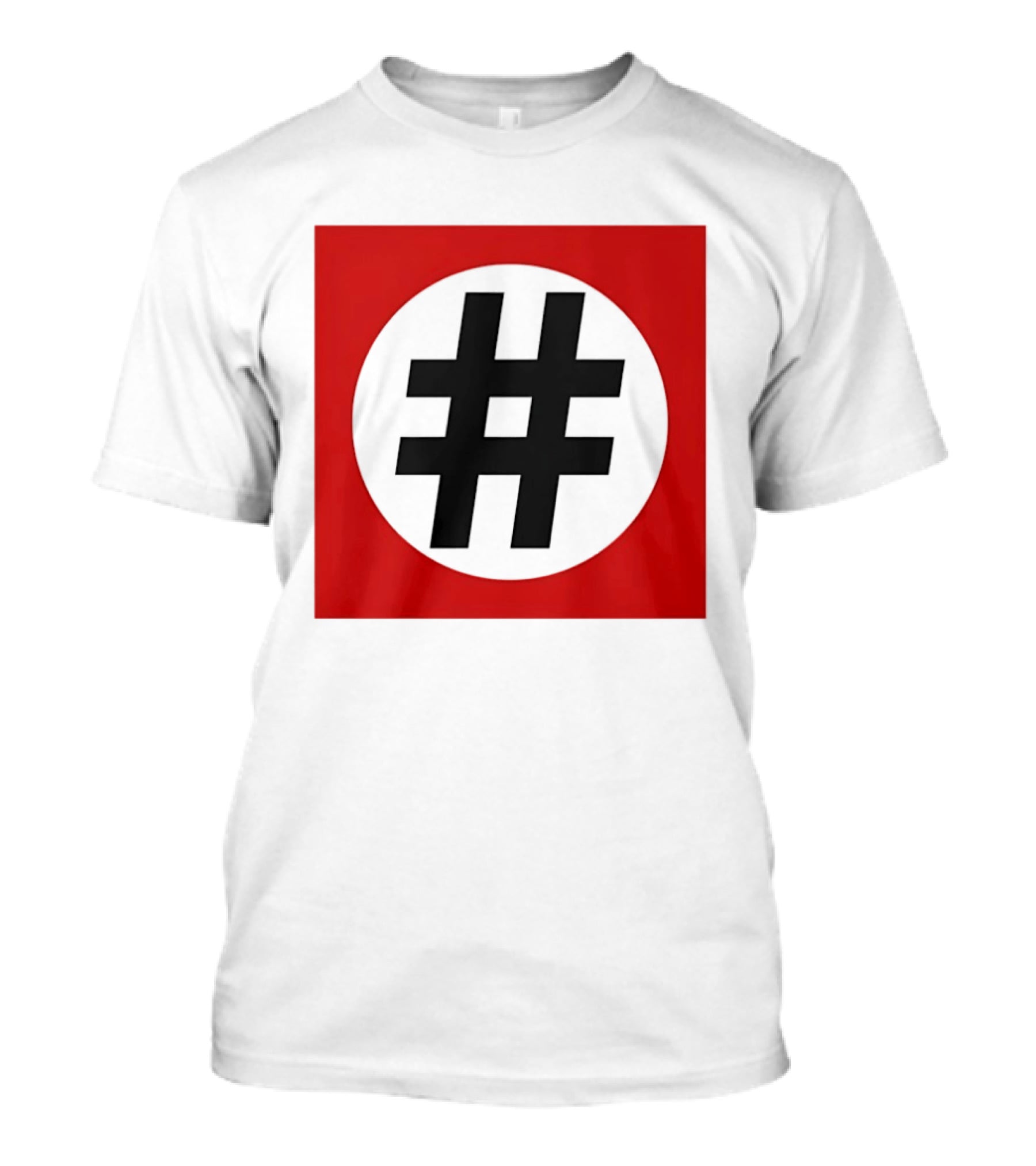 Hashtag Symbol Black On Red Square T-Shirt