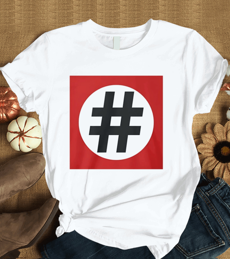 Hashtag Symbol Black On Red Square T-Shirt