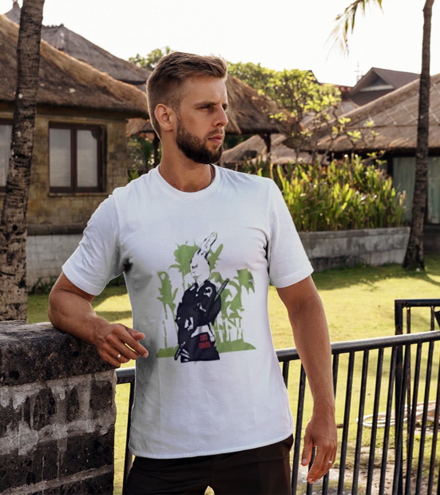 Samurai Rabbit Jeremy Peep Show Bamboo Warrior T-Shirt