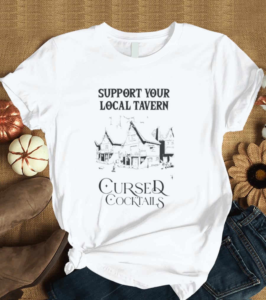 Support Your Local Tavern Cursed Cocktails Haunted Pub Aesthetic T-Shirt