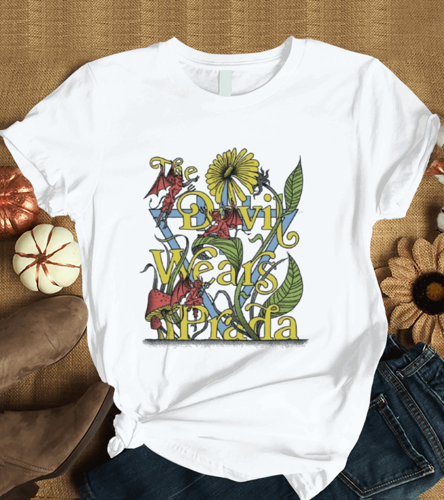The Devil Wears Prada Flower Satan With Devils And Foliage T-Shirt