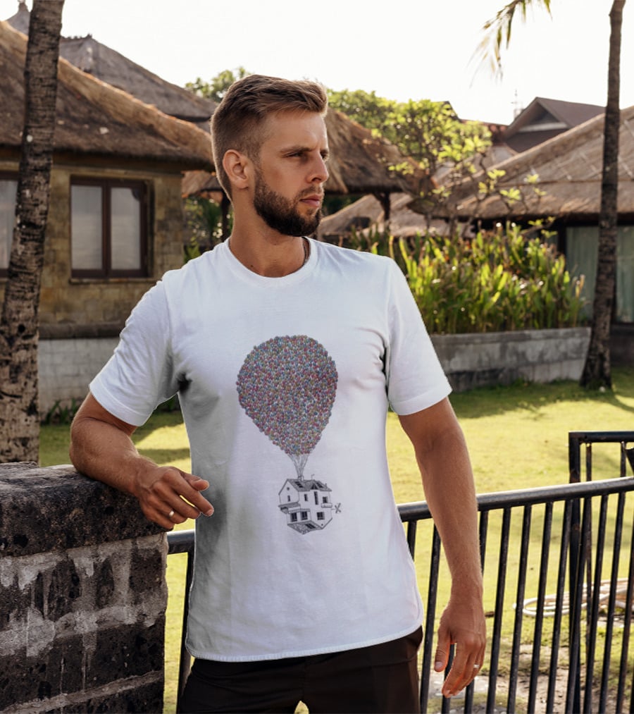 Wituka Houside Down Balloons House Uplift T-Shirt