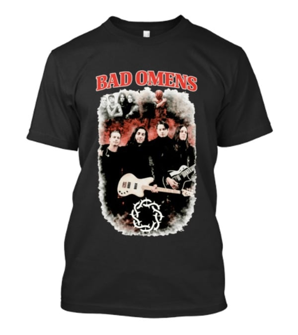BAD OMENS Band Bootleg Circle Symbol Concert Collage T-Shirt
