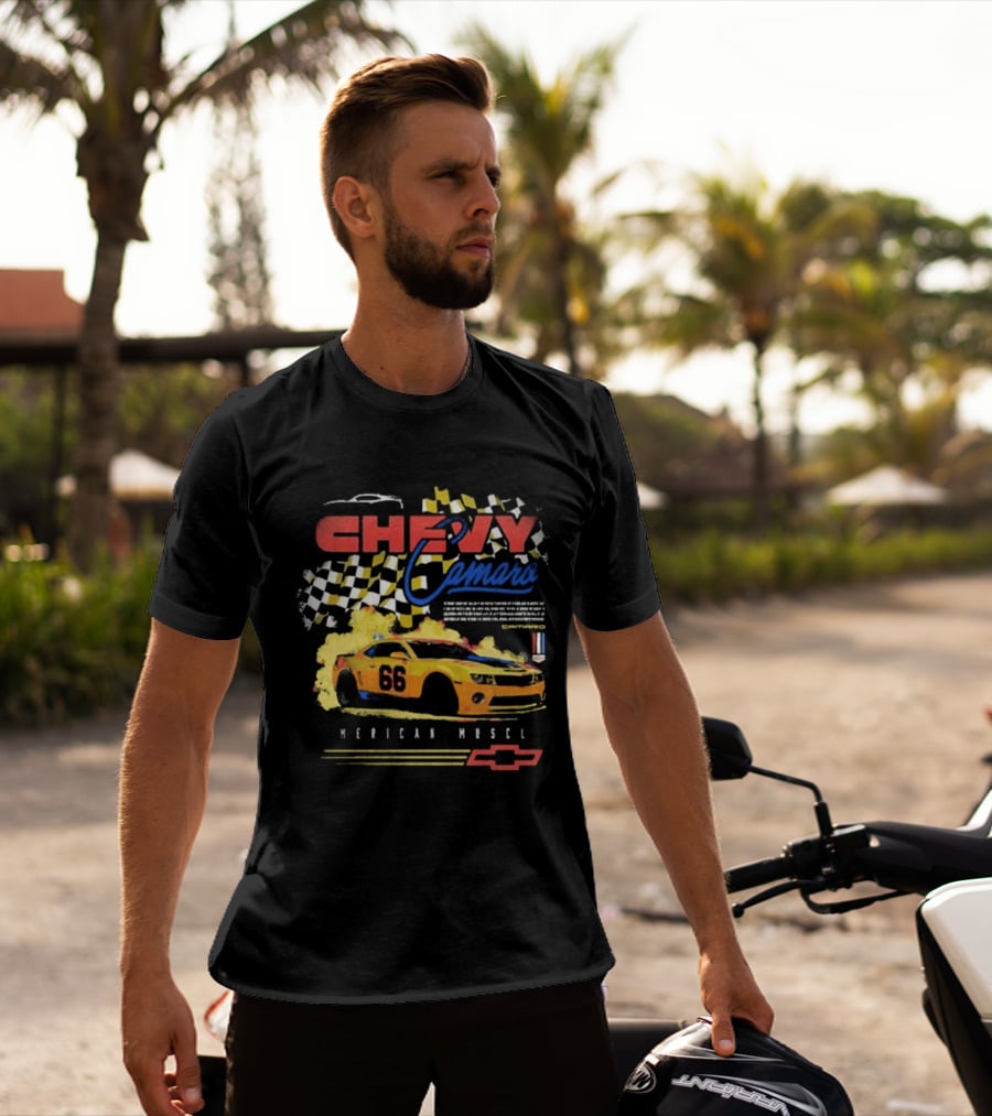 Chevy Camaro 55 American Muscle Race Car Faded Chevrolet T-Shirt