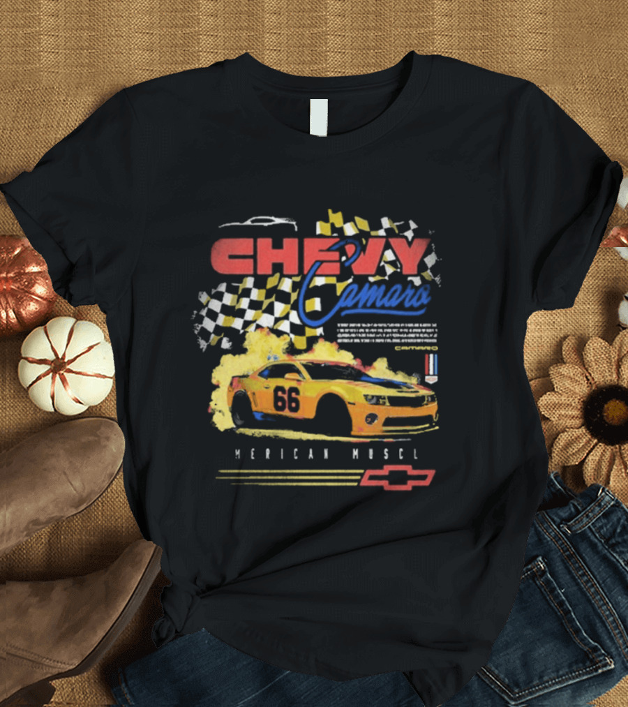 Chevy Camaro 55 American Muscle Race Car Faded Chevrolet T-Shirt