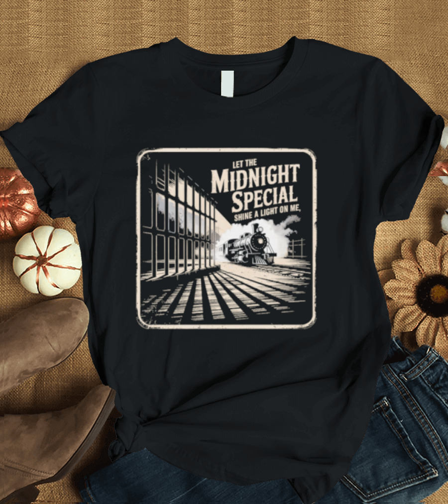 Let The Midnight Special Shine A Light On Me Train Illustration Classic Song Reference T-Shirt