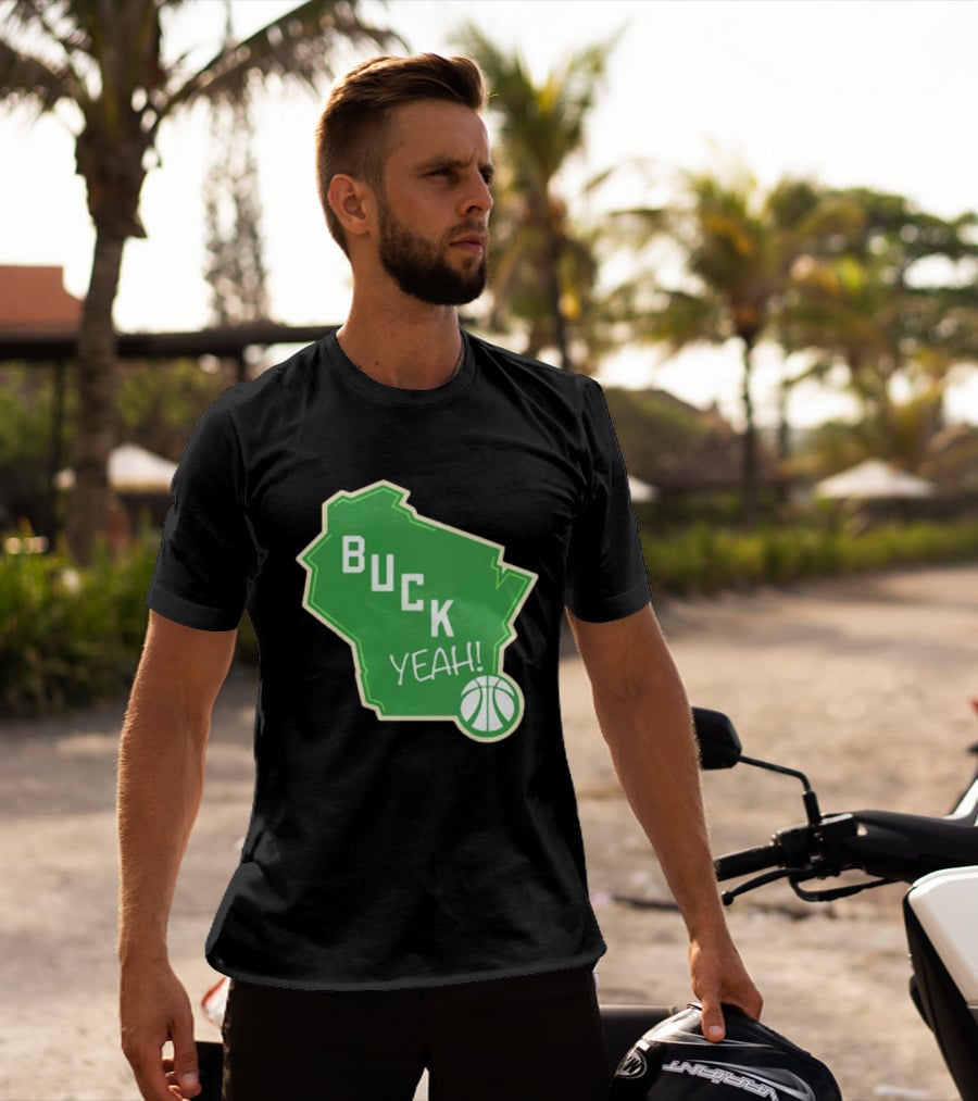 Buck Yeah Milwaukee Basketball Green Map T-Shirt
