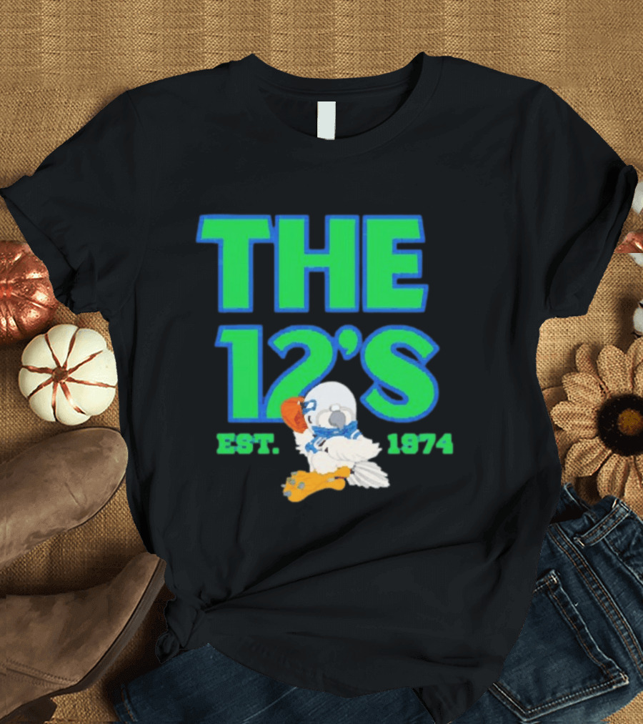 THE 12'S Est. 1974 Navy Grey Seattle Seahawks T-Shirt