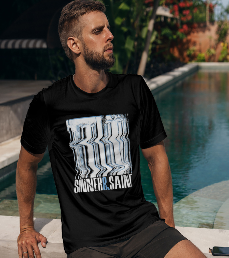 Sinner And Saint Distorted Typography Design Free Shipping T-Shirt