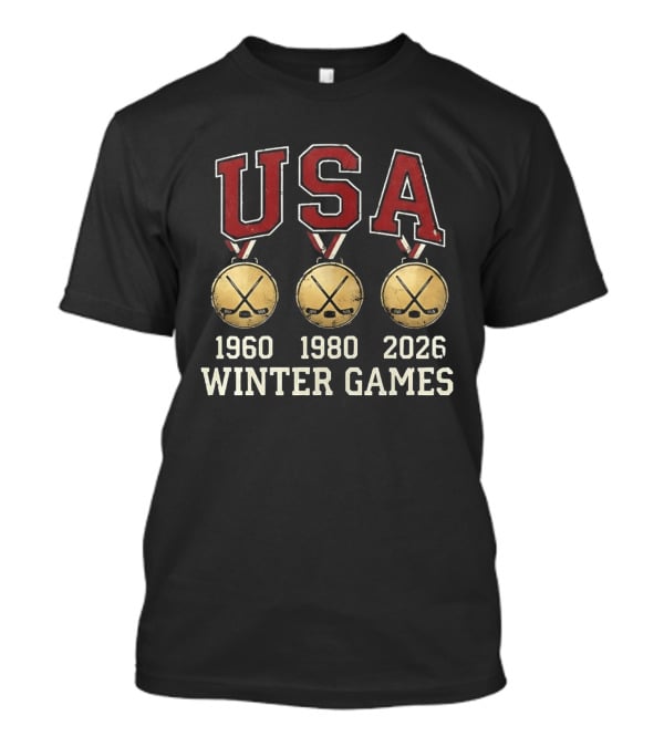 USA Winter Games 1960 1980 2026 Medals Hockey T-Shirt