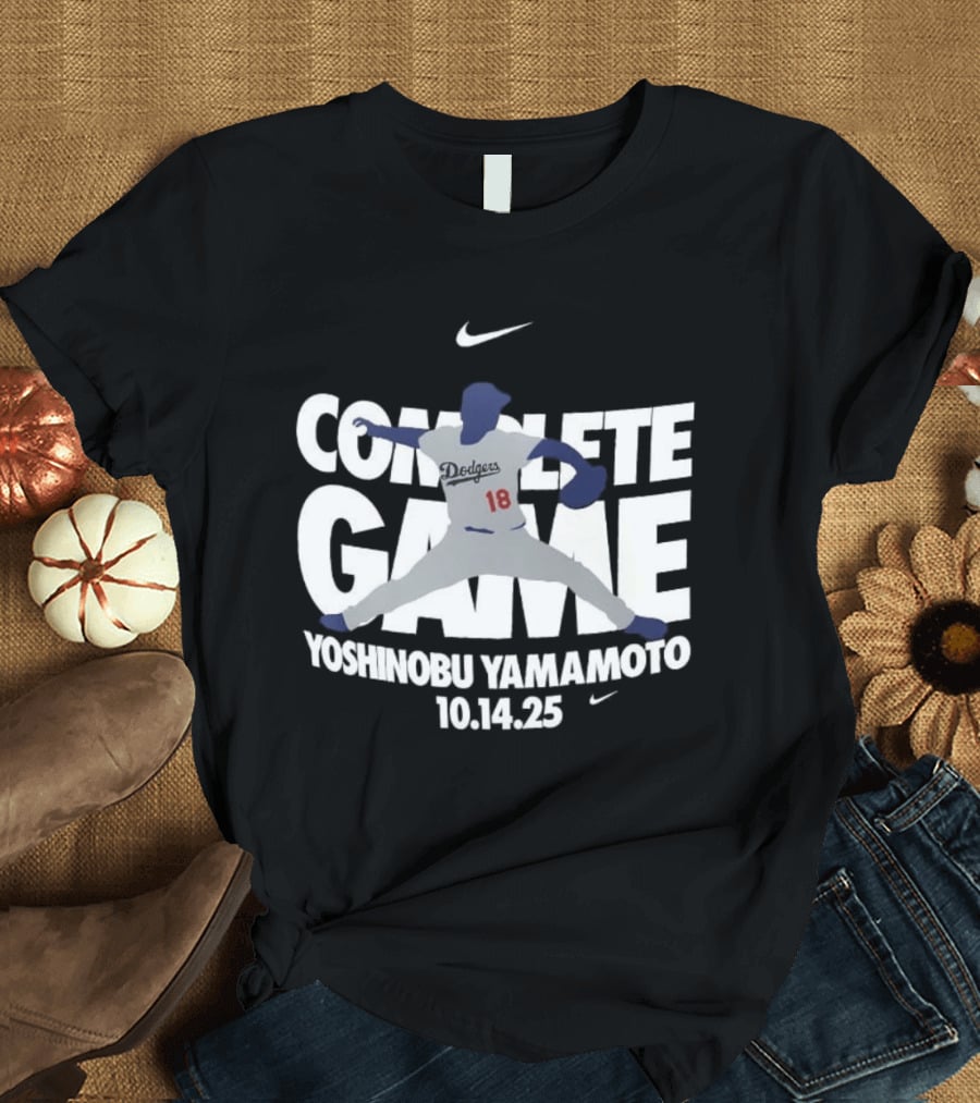 Yoshinobu Yamamoto Complete Game 10.14.25 Nike MLB Dodgers T-Shirt