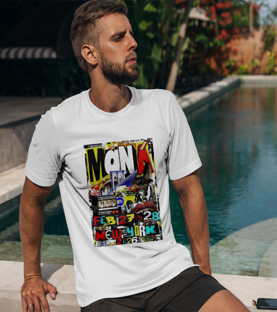 Maná New York City Concert February 27 28 2026 14th Street Station Statue Of Liberty MTA Taxi Brooklyn Bridge T-Shirt