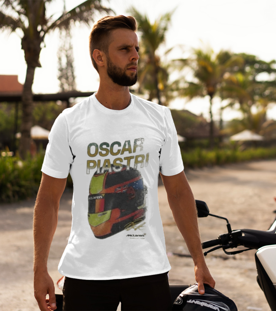 Oscar Piastri McLaren Helmet Design Racing Memorabilia T-Shirt