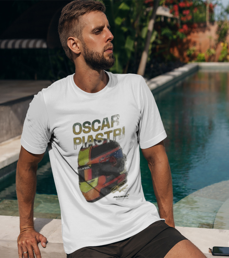 Oscar Piastri McLaren Helmet Design Racing Memorabilia T-Shirt