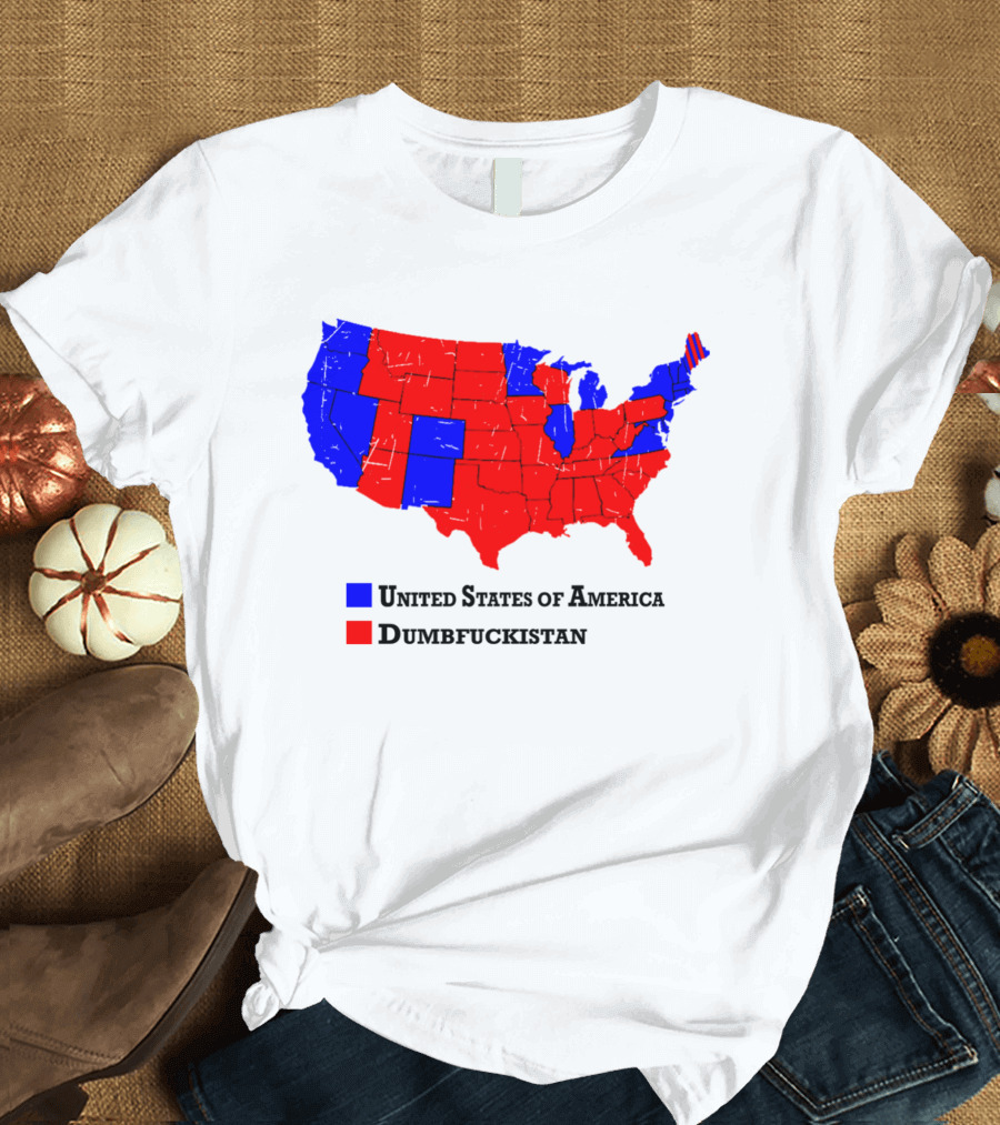 United States Of America Dumbfuckistan Map Red Blue States T-Shirt
