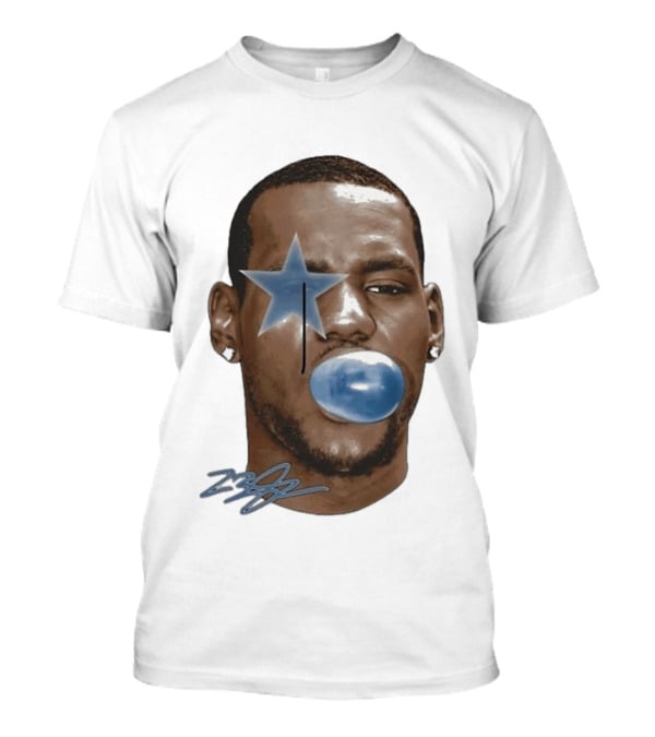 Lebron James Bubble Gum Blue Star Face T-Shirt
