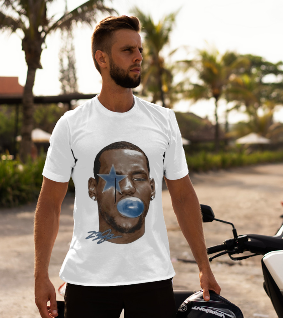 Lebron James Bubble Gum Blue Star Face T-Shirt