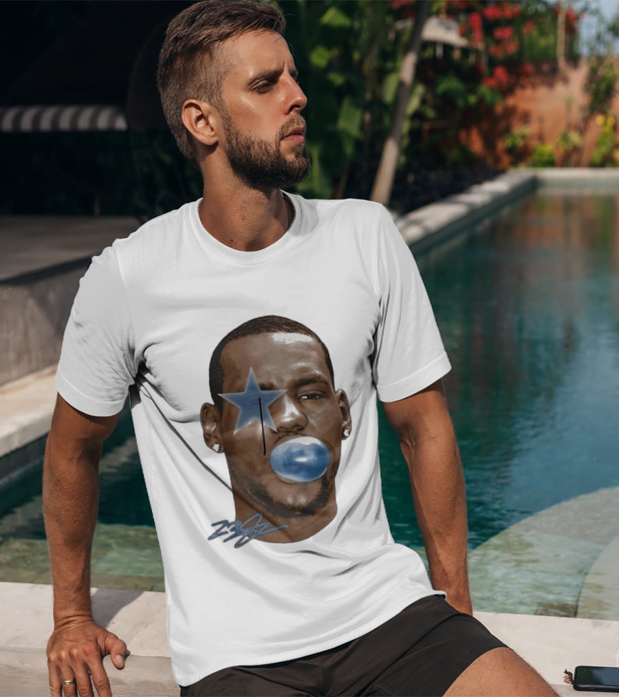 Lebron James Bubble Gum Blue Star Face T-Shirt