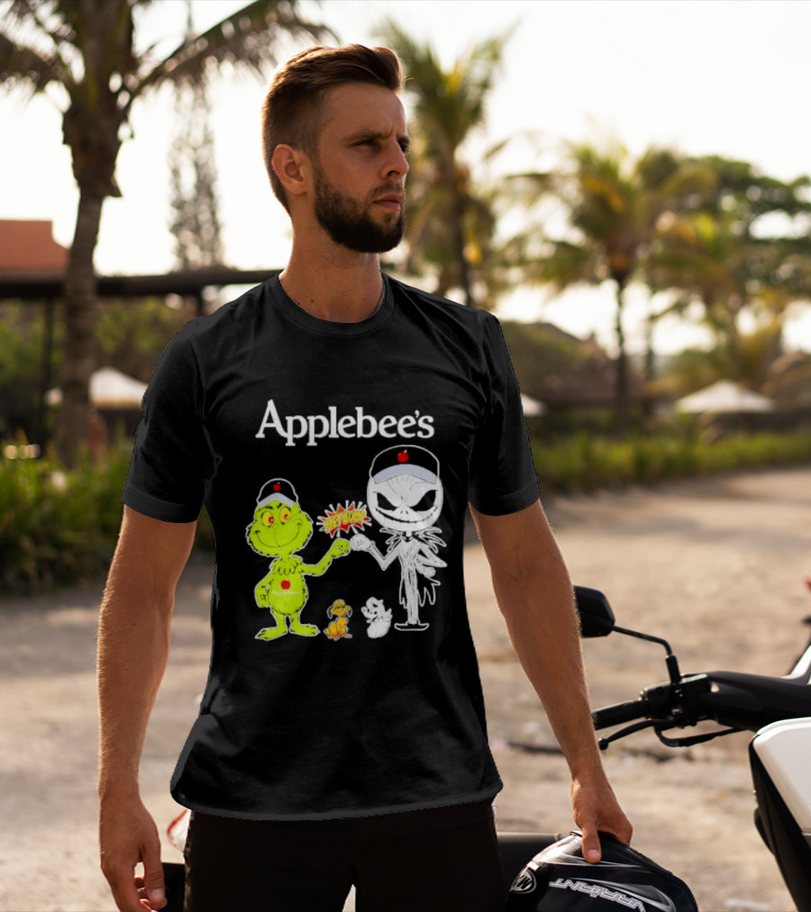 Applebee's Grinch And Jack Skellington Fist Bump Halloween Bash T-Shirt