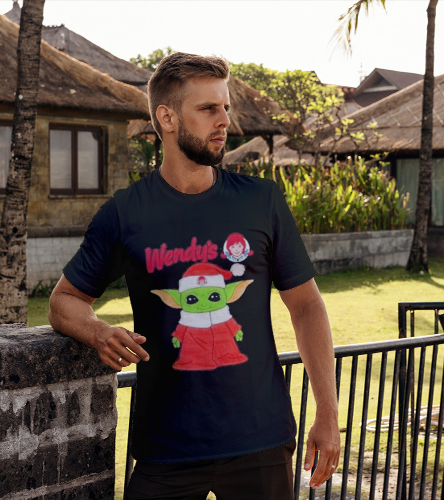 Wendy's Baby Yoda Santa Christmas T-Shirt