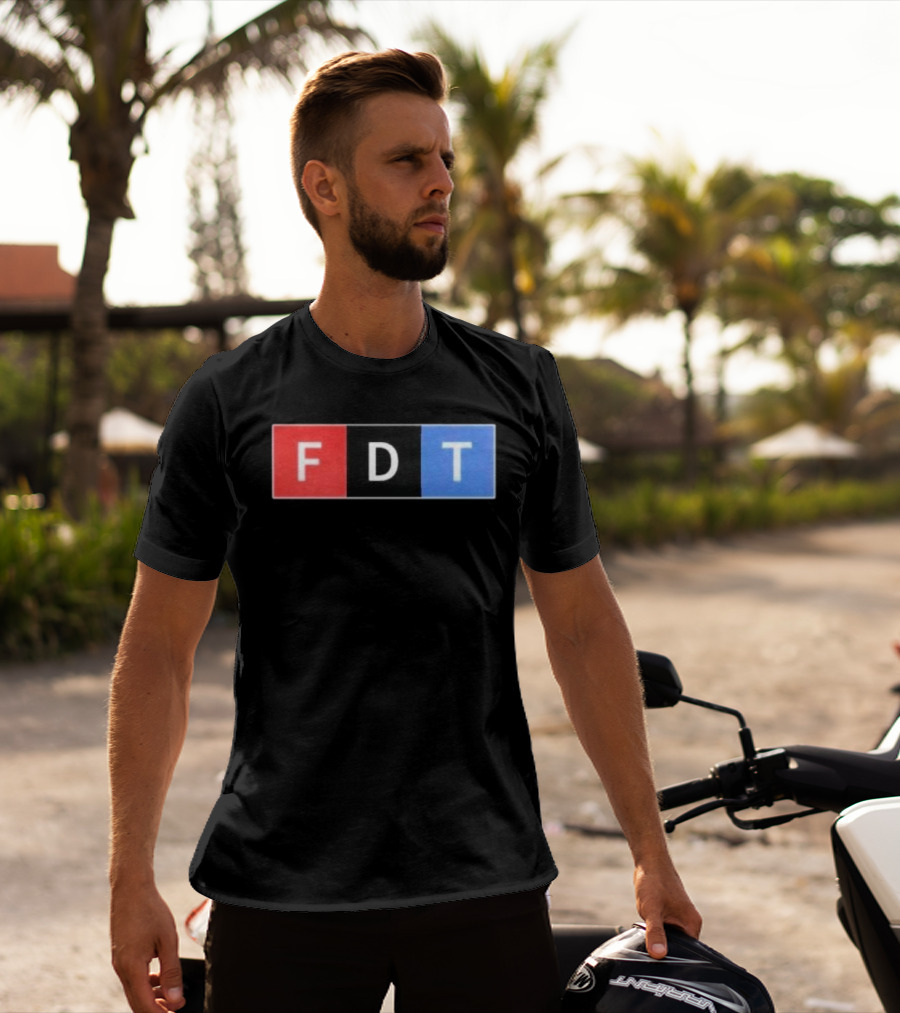 FDT Anti Trump Red Black Blue Block Letters T-Shirt