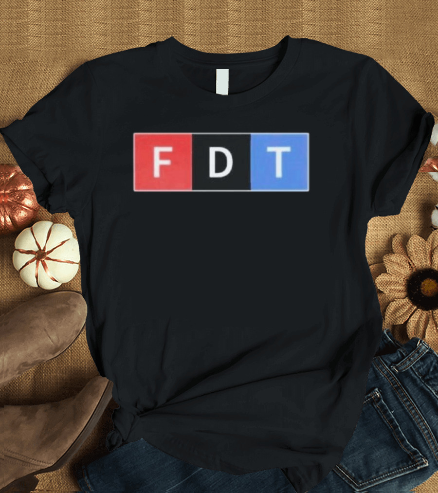 FDT Anti Trump Red Black Blue Block Letters T-Shirt
