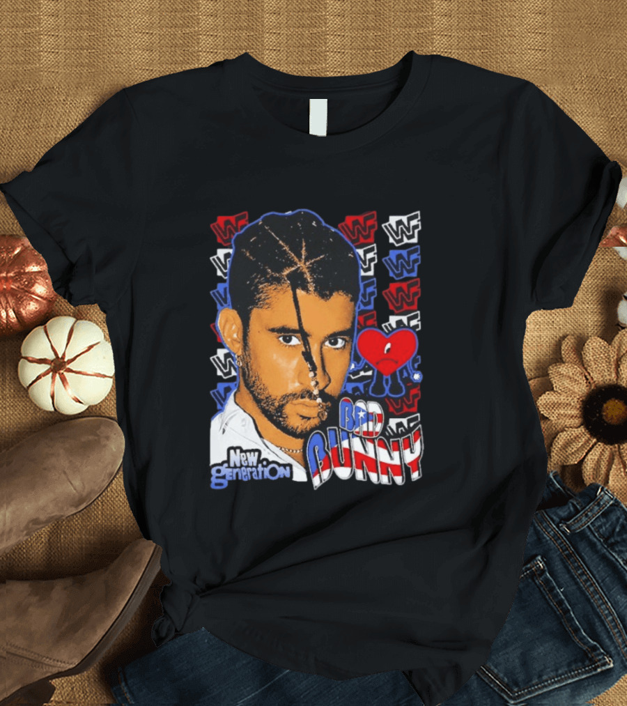 Bad Bunny New Generation WWF Heart T-Shirt