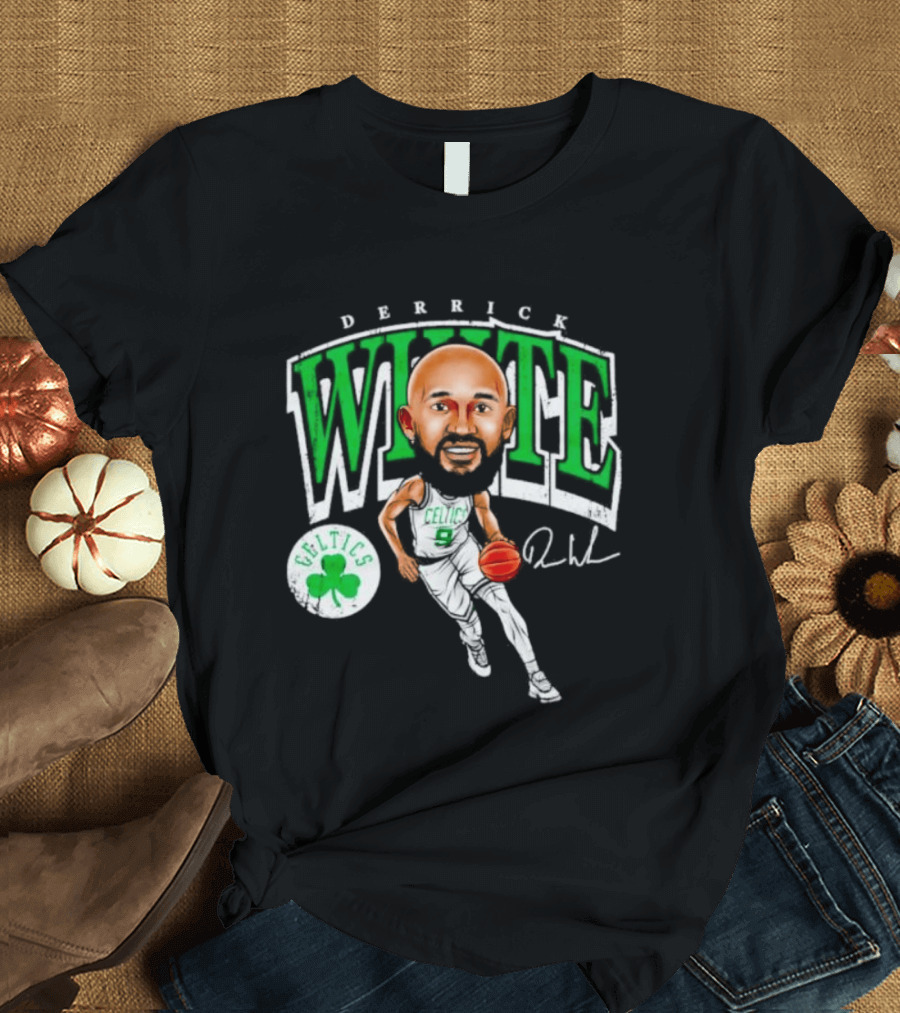 Derrick White Celtics Basketball 9 Signature Cartoon T-Shirt