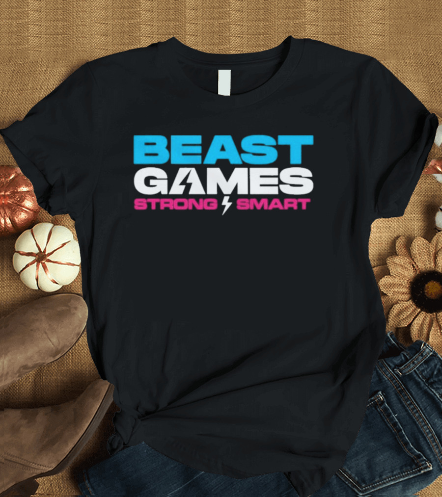 Beast Games Strong Smart MrBeast Lightning Bolt T-Shirt