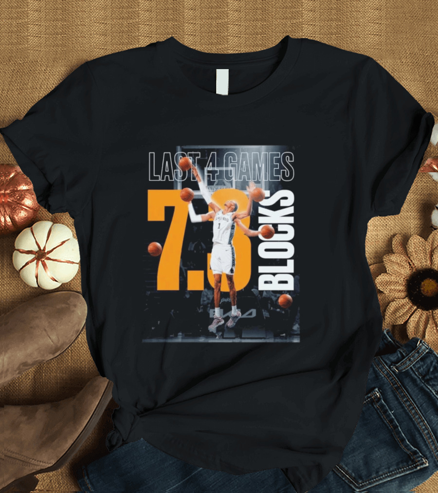 Victor Wembanyama Spurs Last 4 Games 7.3 Blocks Performance T-Shirt