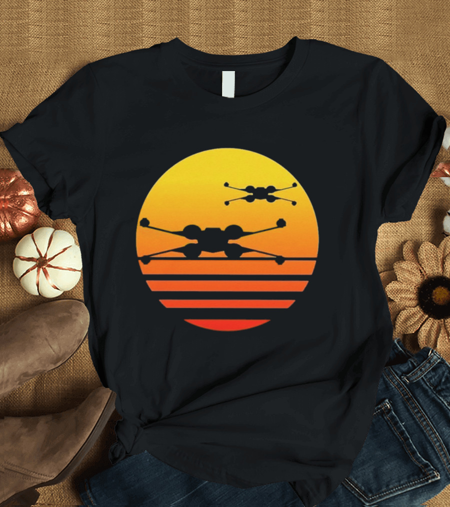 Ctrljoy X Wing Sunset Retro Sci Fi Aesthetic T-Shirt