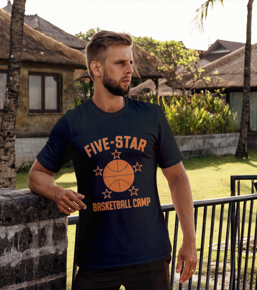 Five Star Basketball Camp Iconic Orange Basketball And Stars T-Shirt
