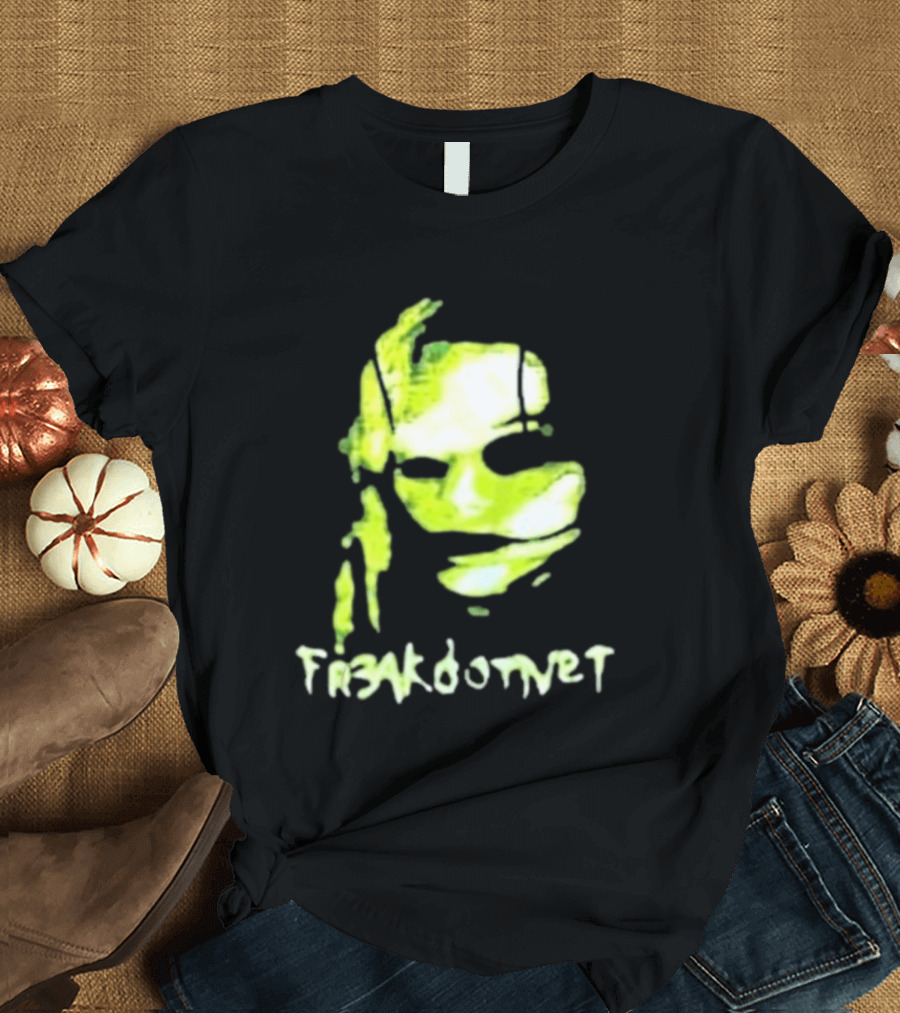 Fr3ak Fr3akdotnet Abstract Glitch Face Green Streaks T-Shirt