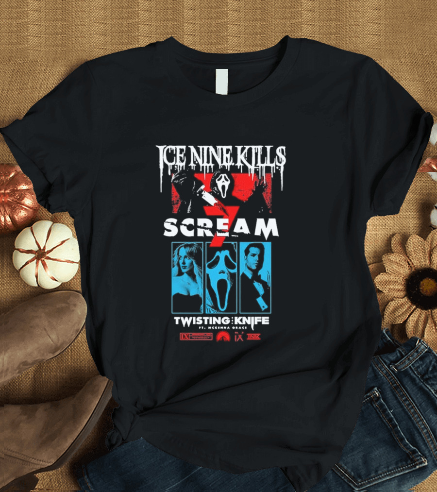 Ice Nine Kills Scream 7 Ghostface Twisting Knife Curtain Call T-Shirt