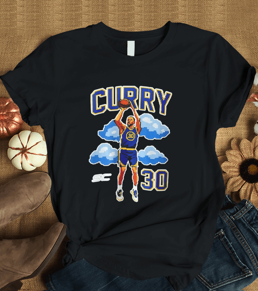 Stephen Curry Golden State Warriors 8 Bit Cloud Basketball 30 T-Shirt