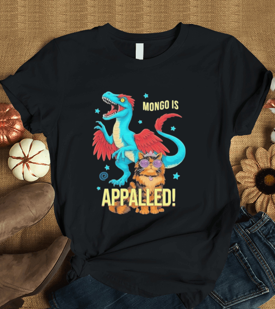 Mongo Is Appalled Princess Cat Riding Dinosaur With Stars T-Shirt