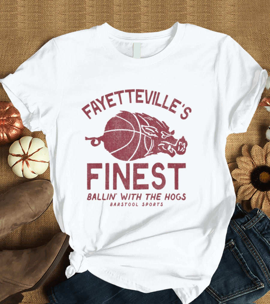 Fayetteville's Finest Ballin With The Hogs Barstool Sports Basketball Hog T-Shirt