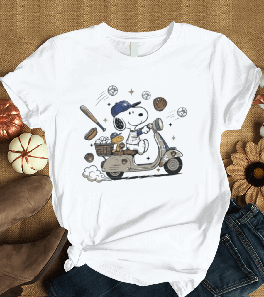 Toronto Blue Jays Snoopy Woodstock Scooter Adventure Baseball T-Shirt