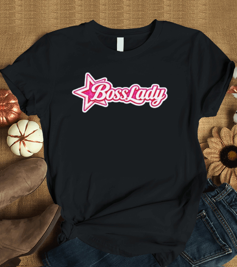 Boss Lady Pink Glitter Star T-Shirt